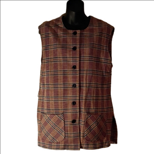 Plaid Sleeveless Vintage Top. - Brown,  and Blue